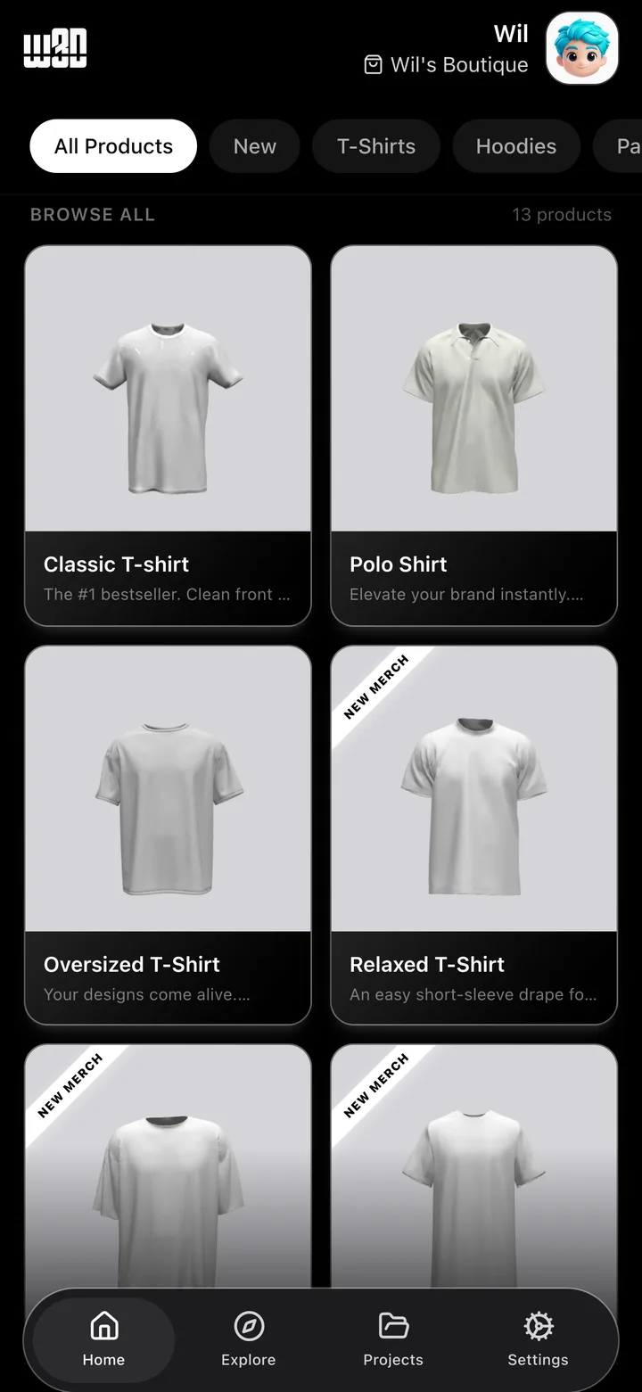 w3D garment gallery